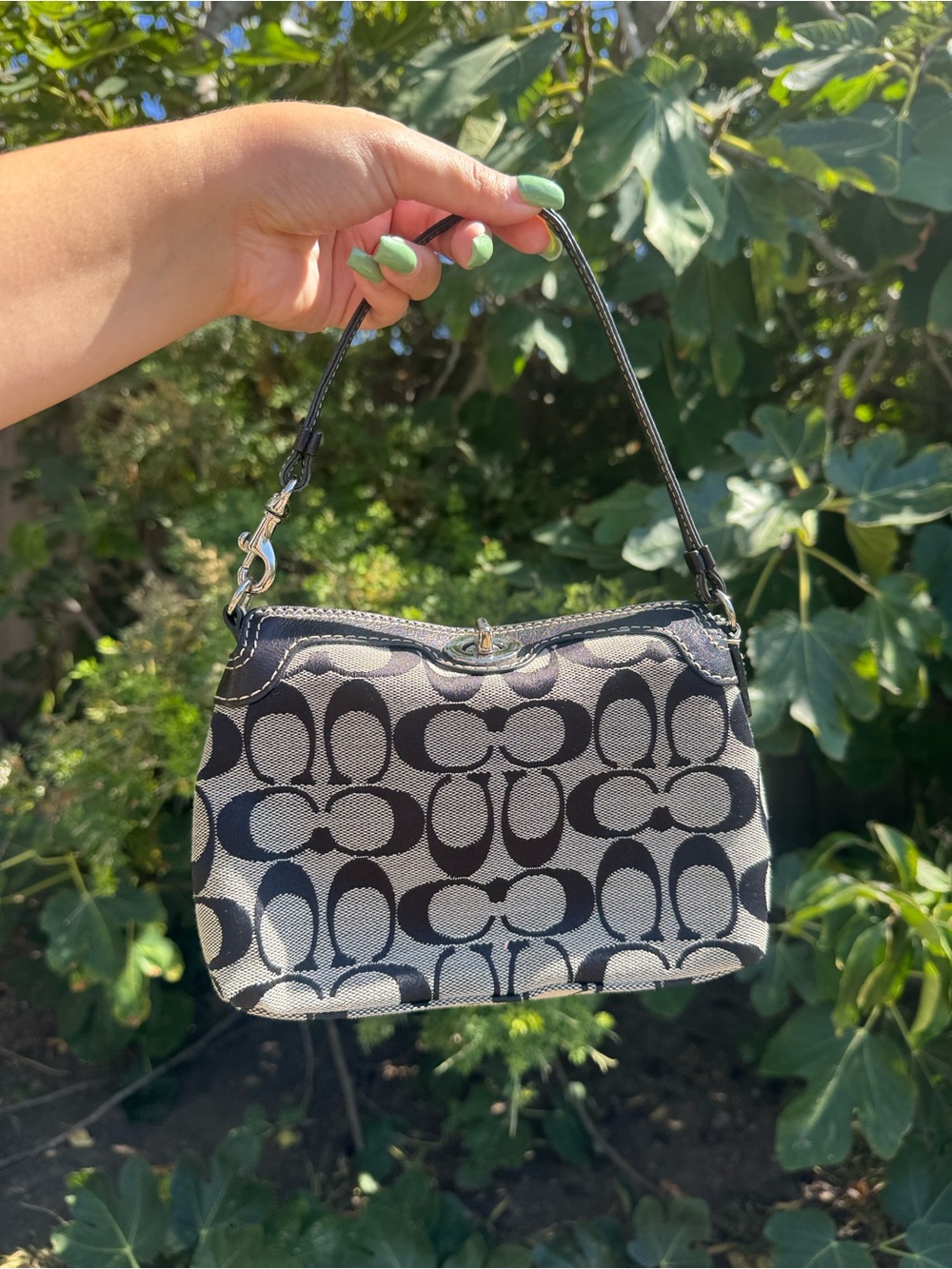 Coach Black & Gray Signature Mini Shoulder Bag